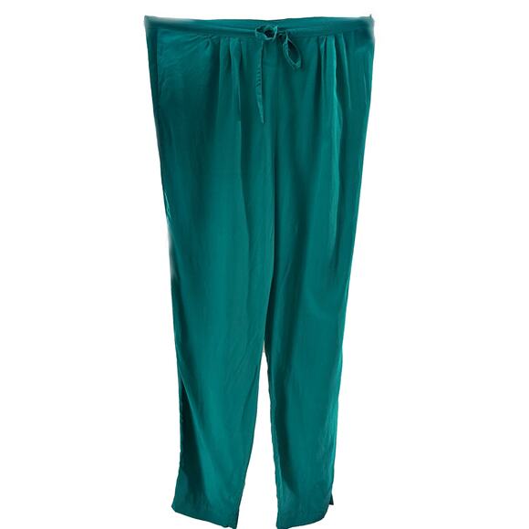 💚 Vintage Emerald Green Real Silk Drawstring Pants – 80s/90s - Picture 5 of 5